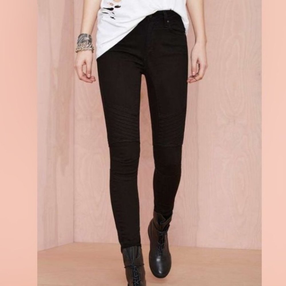 NWT Nasty Gal Black Moto High Waist Skinny Jeans